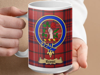 Physical Item 15oz / White Rose Clan Scottish Tartan Crest Mug