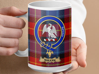 Physical Item 15oz / White Shank Clan Scottish Tartan Crest Mug