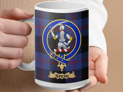 Physical Item 15oz / White Speid Clan Scottish Tartan Crest Mug