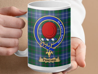 Physical Item 15oz / White Udward Clan Scottish Tartan Crest Mug