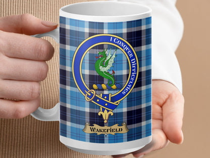 Physical Item 15oz / White Wakefield Clan Scottish Tartan Crest Mug