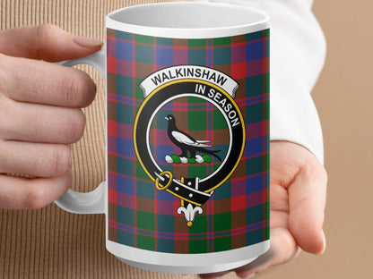 Physical Item 15oz / White Walkinshaw Clan Scottish Tartan Crest Mug