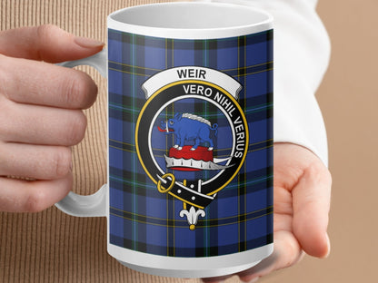 Physical Item 15oz / White Weir Clan Scottish Tartan Crest Mug