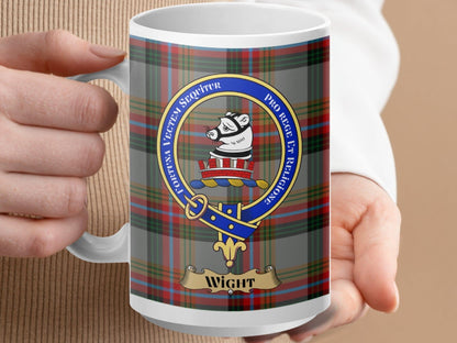 Physical Item 15oz / White Wight Clan Scottish Tartan Crest Mug