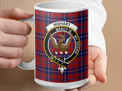 Physical Item 15oz / White Wishart Clan Scottish Tartan Crest Mug