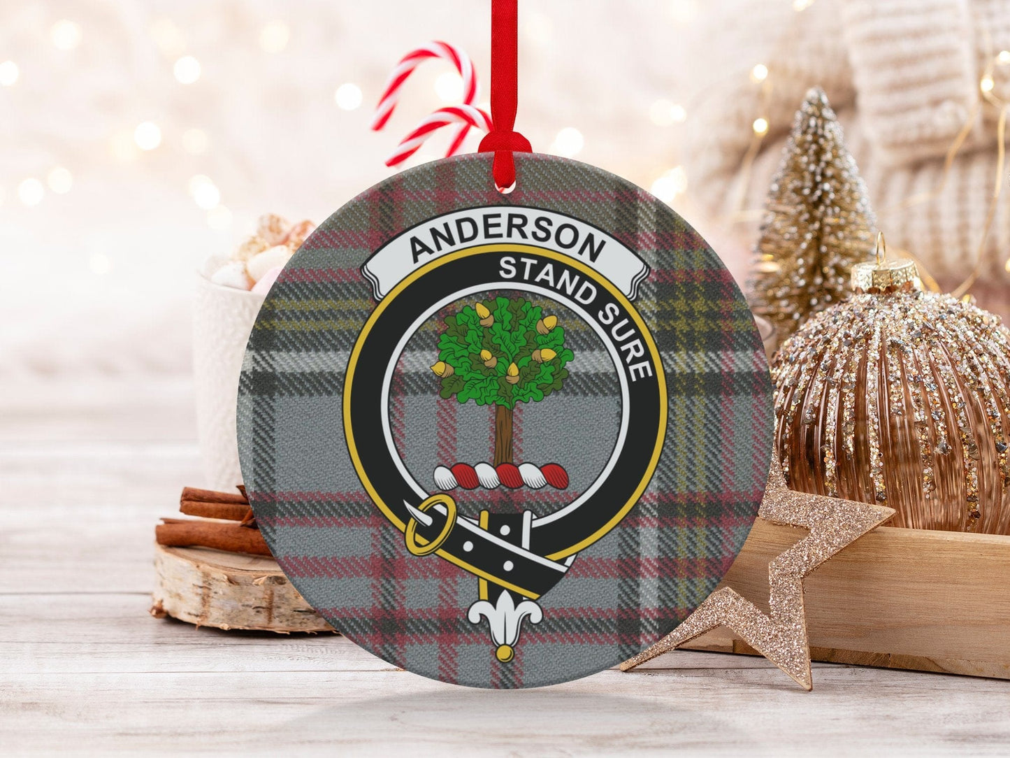 Physical Item 3.6" Anderson Stand Sure Scottish Clan Crest Tartan Ornaments