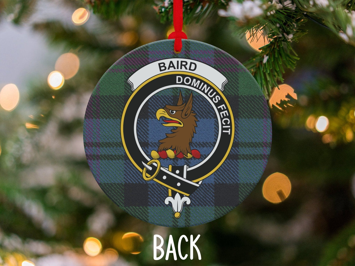 Physical Item 3.6" Baird Scottish Clan Crest Tartan Christmas Ornaments