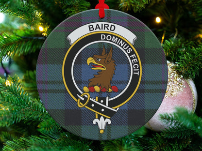 Physical Item 3.6" Baird Scottish Clan Crest Tartan Christmas Ornaments