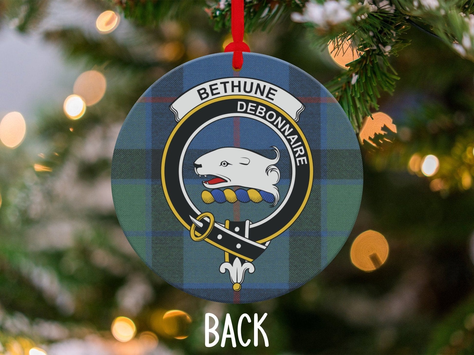 Physical Item 3.6" Bethune Clan Crest Tartan Christmas Decorations Ornaments