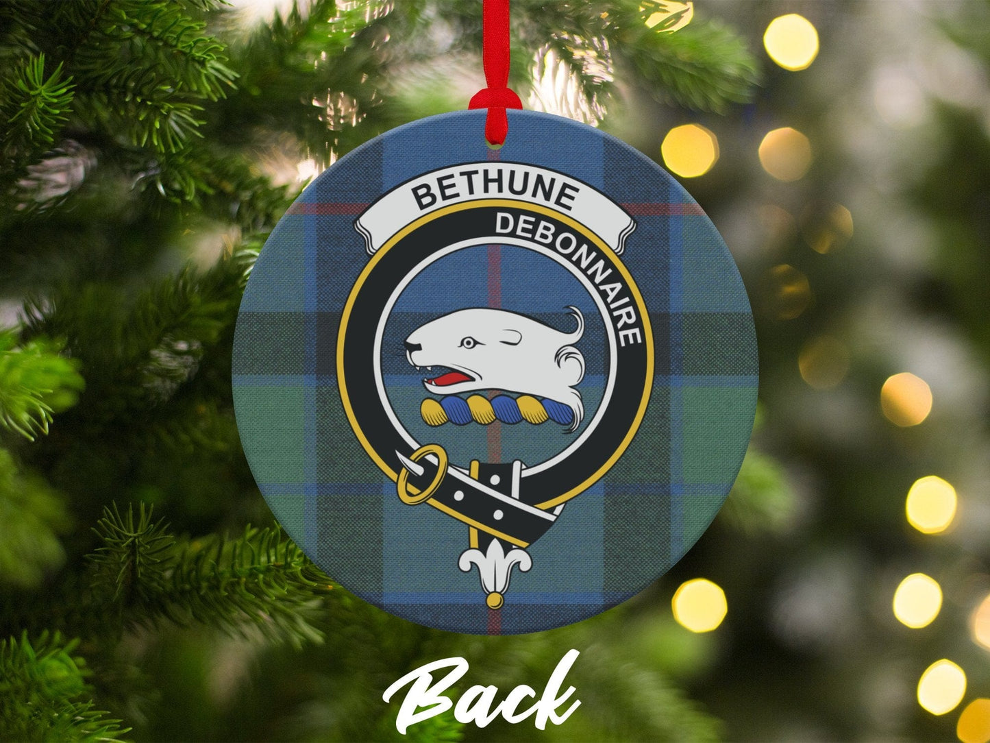 Physical Item 3.6" Bethune Clan Crest Tartan Christmas Decorations Ornaments