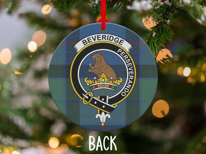 Physical Item 3.6" Beveridge Perseverando Scottish Clan Crest Tartan Ornaments