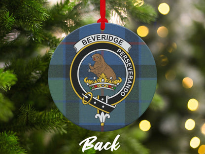 Physical Item 3.6" Beveridge Perseverando Scottish Clan Crest Tartan Ornaments