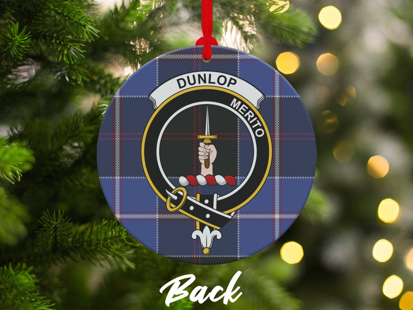 Physical Item 3.6" Dunlop Scottish Clan Crest Tartan Christmas Ornaments