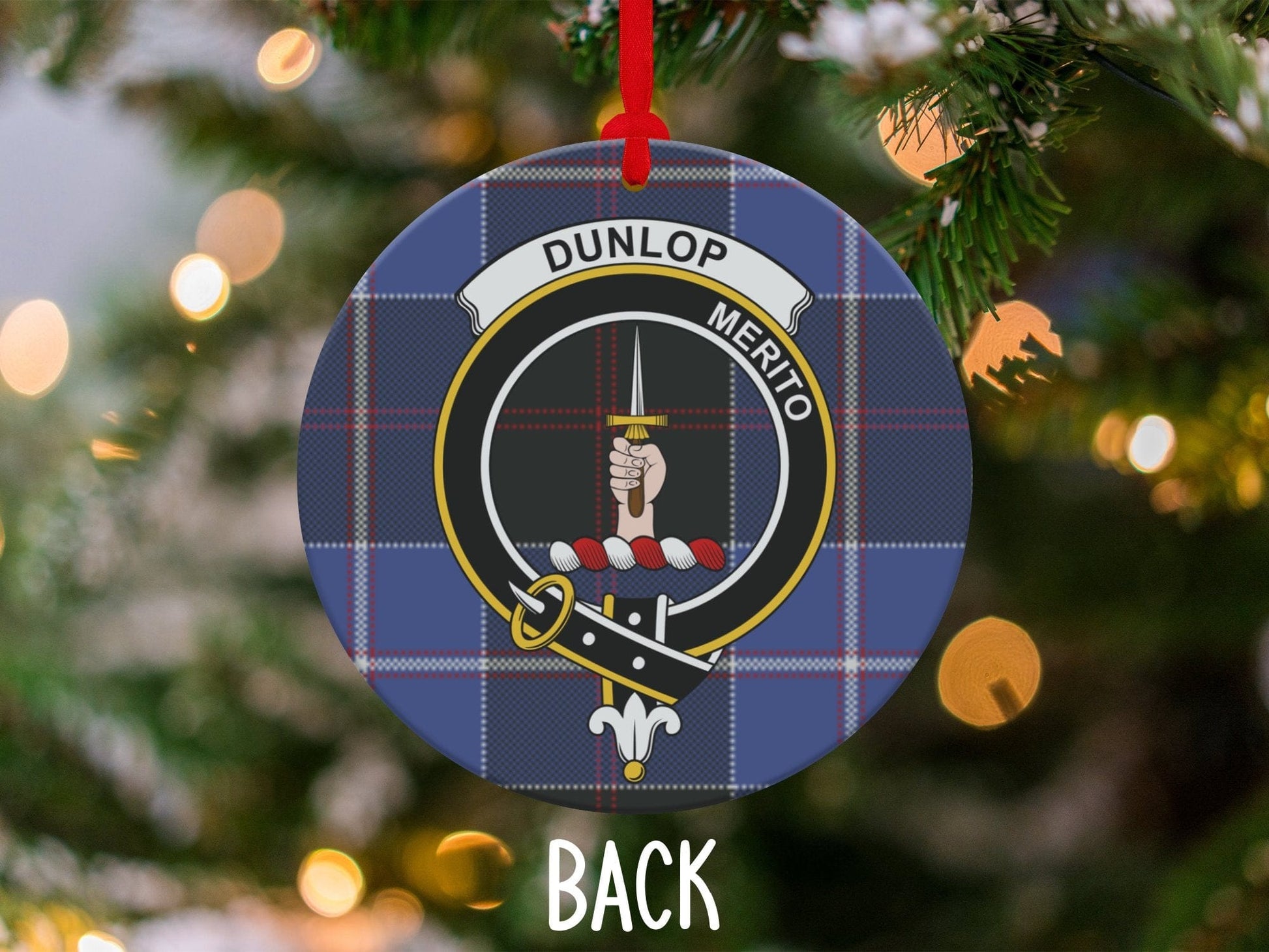 Physical Item 3.6" Dunlop Scottish Clan Crest Tartan Christmas Ornaments