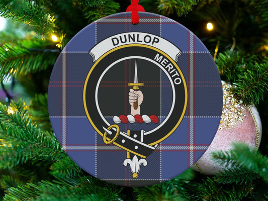 Physical Item 3.6" Dunlop Scottish Clan Crest Tartan Christmas Ornaments