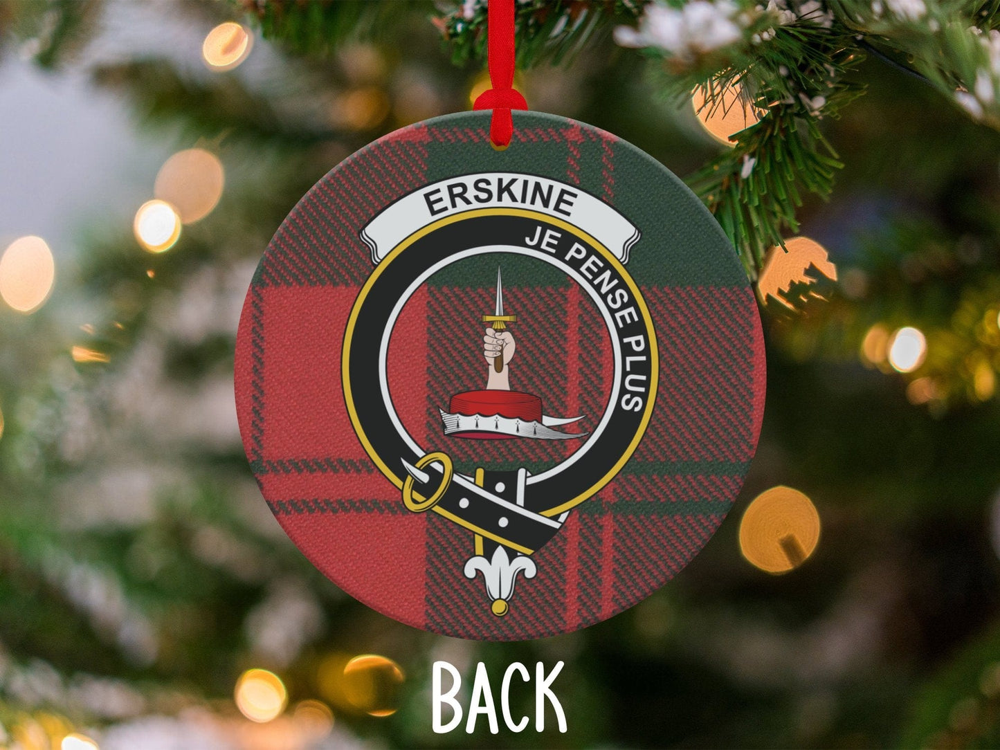 Physical Item 3.6" Erskine Clan Crest Tartan Double Sided Print Ornaments