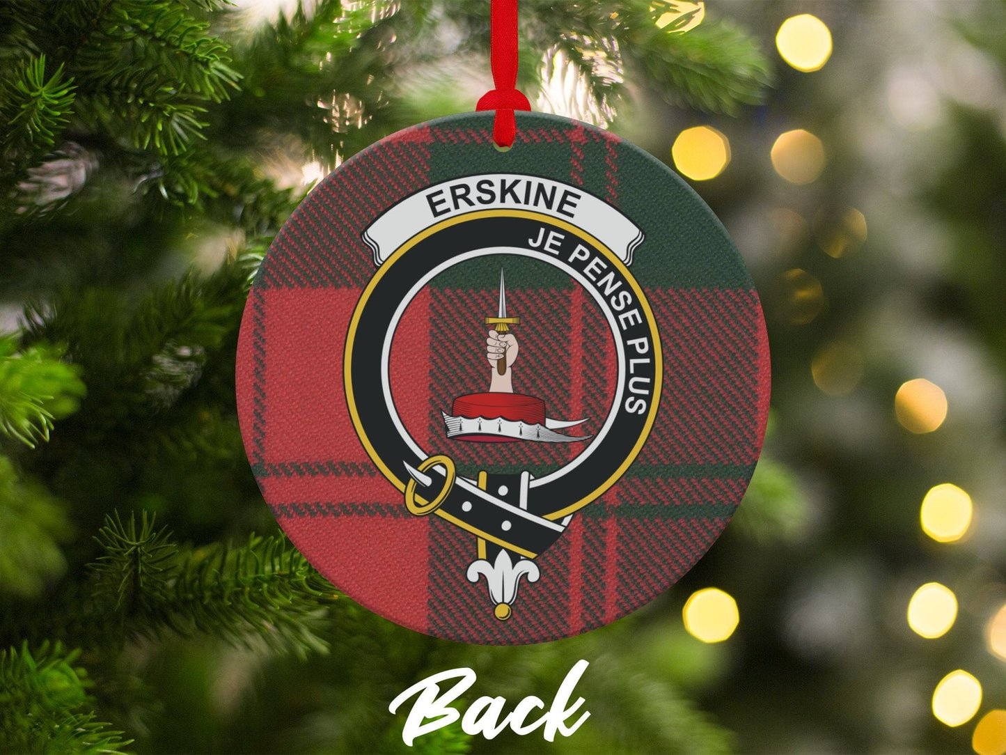 Physical Item 3.6" Erskine Clan Crest Tartan Double Sided Print Ornaments