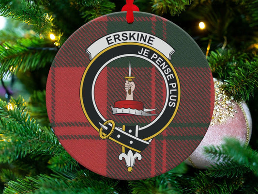 Physical Item 3.6" Erskine Clan Crest Tartan Double Sided Print Ornaments