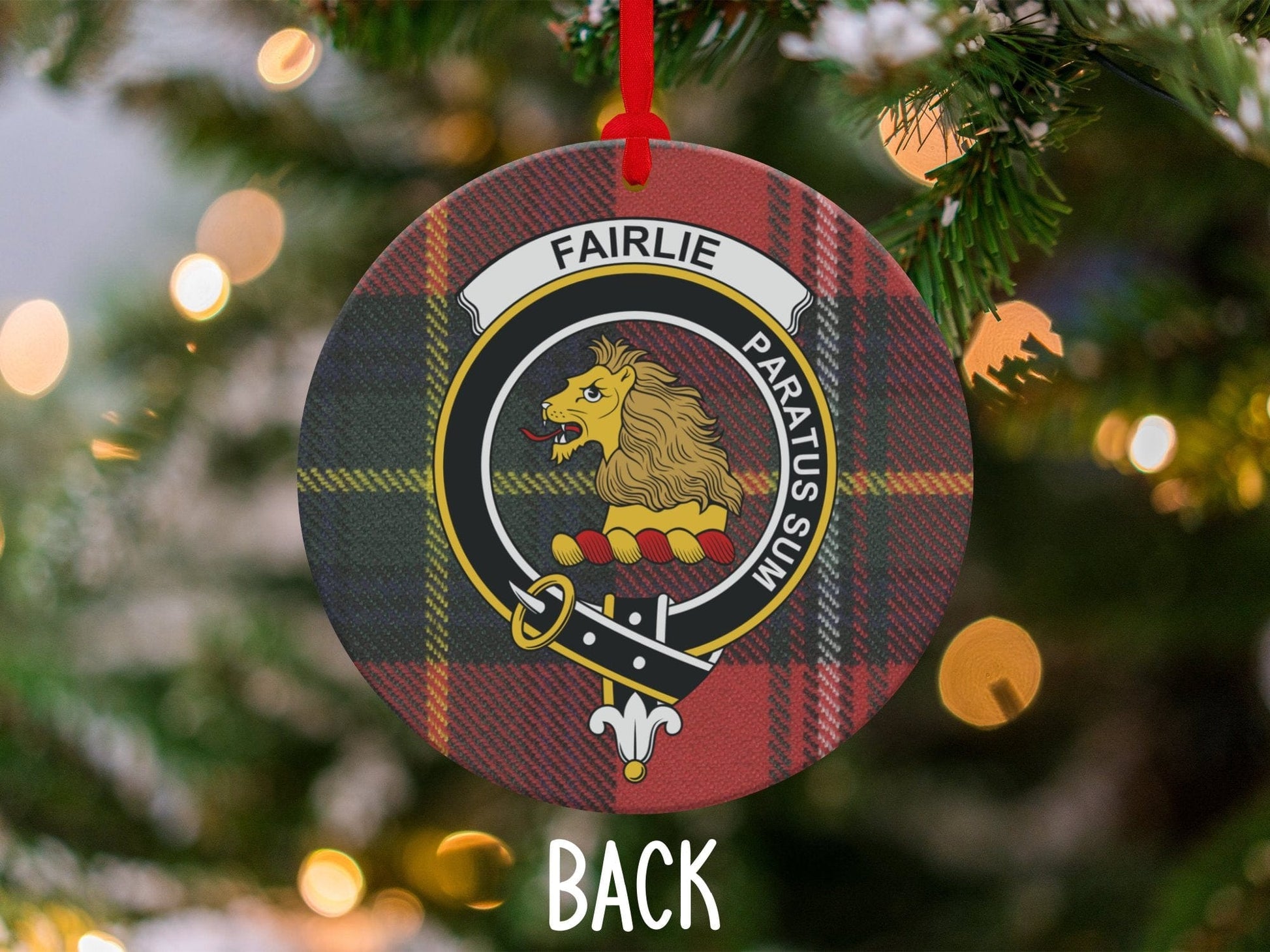 Physical Item 3.6" Fairlie Clan Crest Scottish Tartan Christmas Ornaments