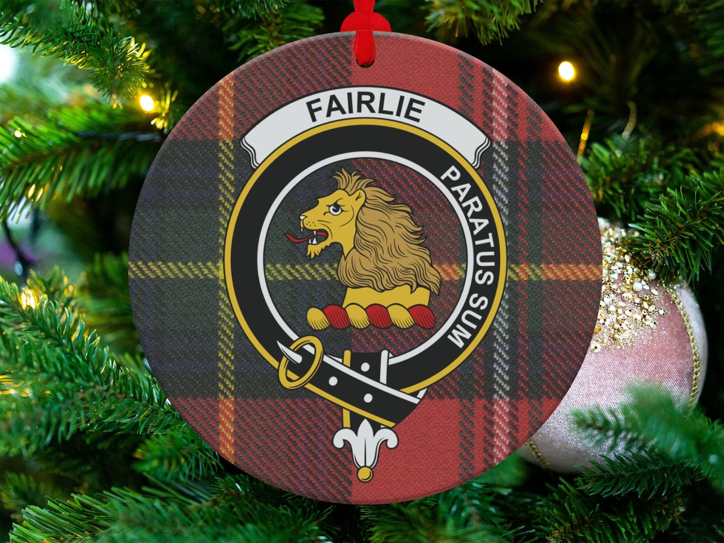 Physical Item 3.6" Fairlie Clan Crest Scottish Tartan Christmas Ornaments