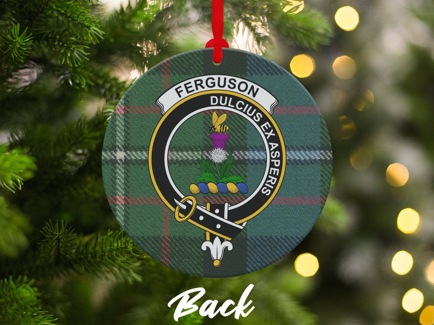 Physical Item 3.6" Ferguson Clan Crest Tartan Christmas Ornaments