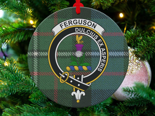 Physical Item 3.6" Ferguson Clan Crest Tartan Christmas Ornaments