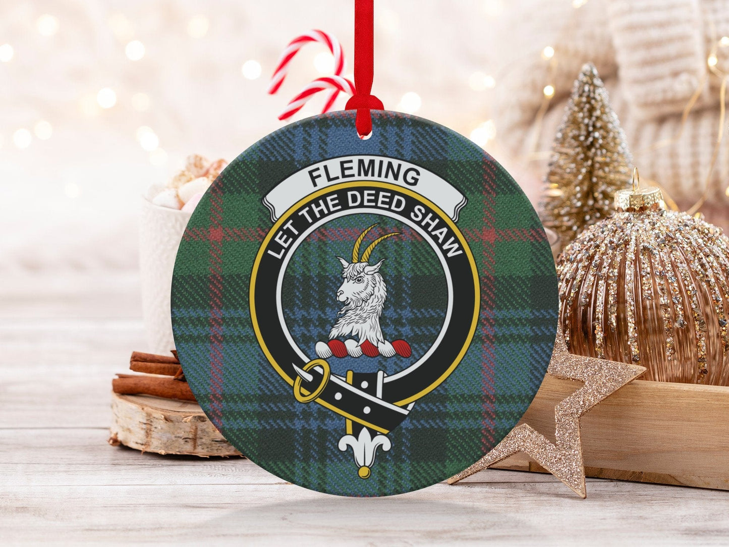 Physical Item 3.6" Fleming Let The Deed Shaw Plaid Christmas Ornaments