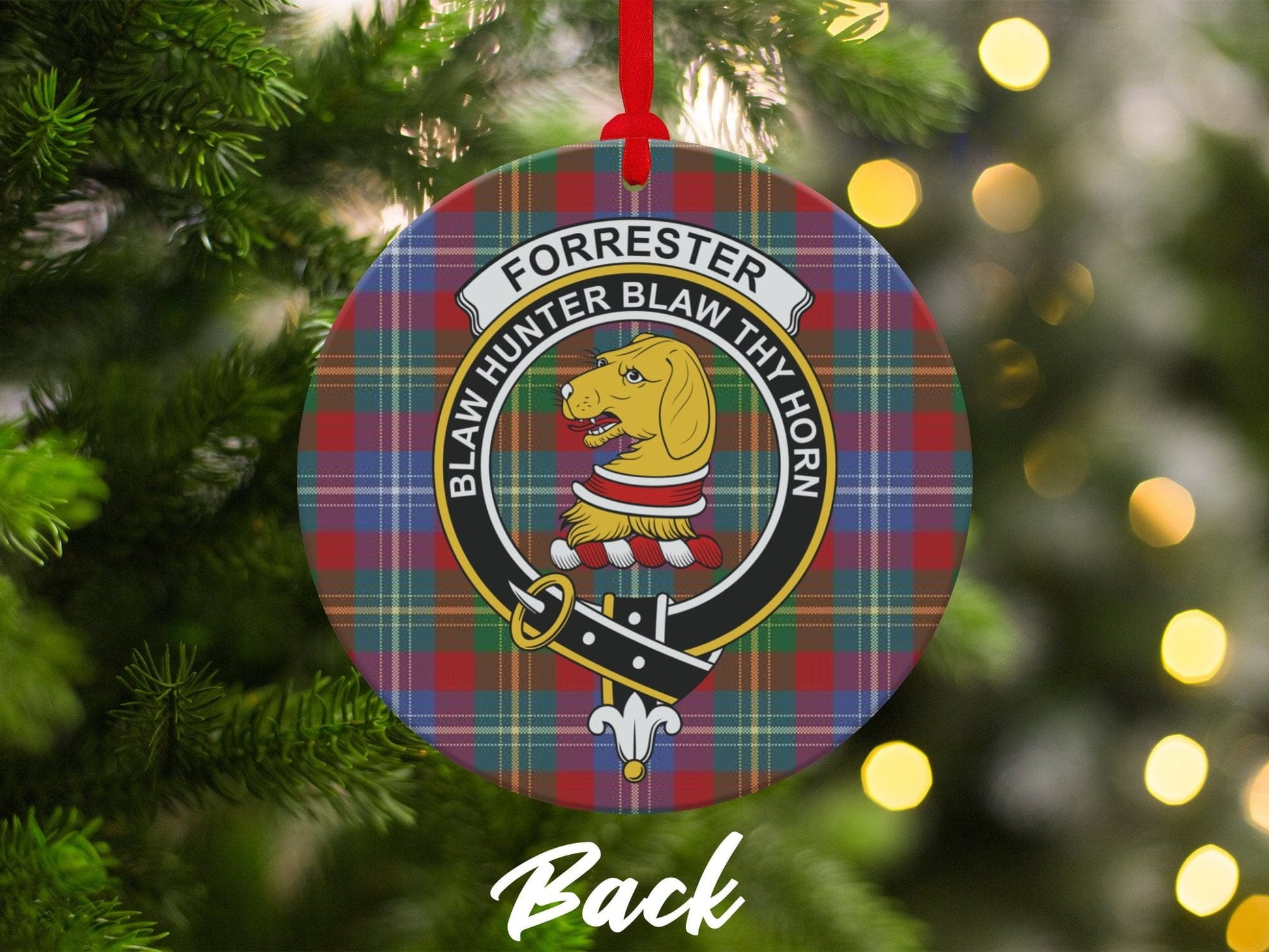 Physical Item 3.6" Forrester Clan Crest Tartan Christmas Ornaments