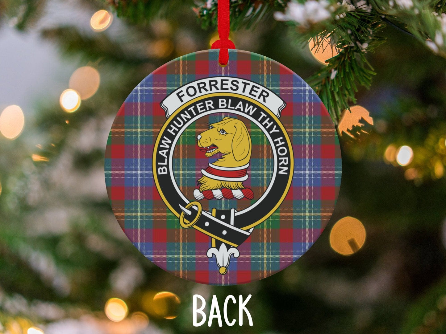 Physical Item 3.6" Forrester Clan Crest Tartan Christmas Ornaments