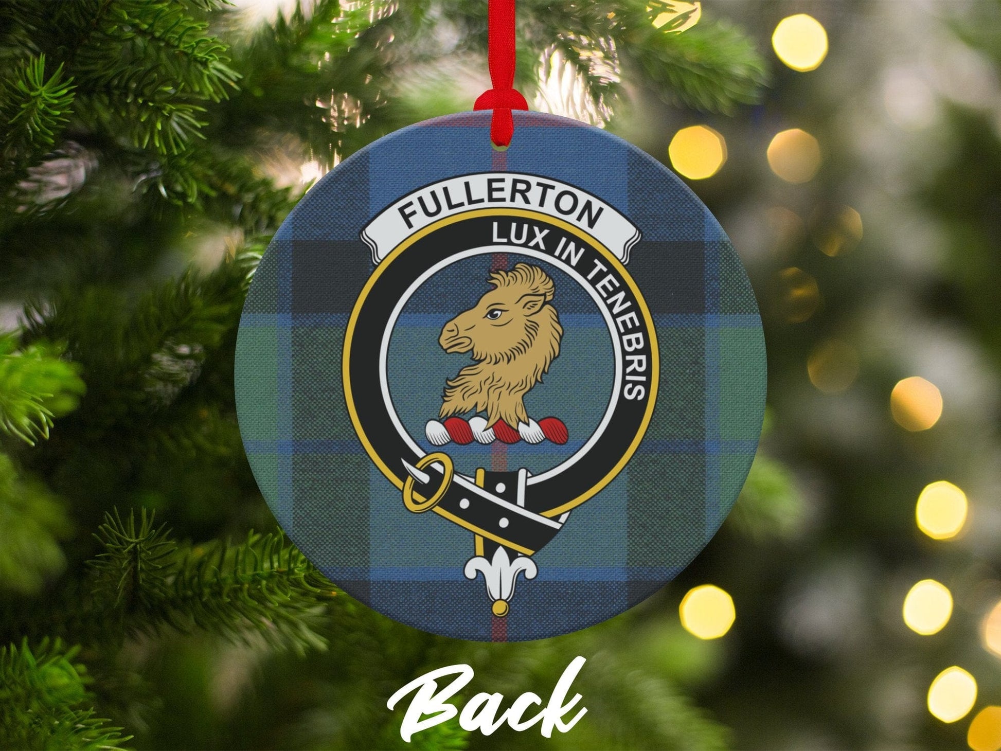 Physical Item 3.6" Fullerton Clan Crest Tartan Christmas Double Sided Print Ornaments