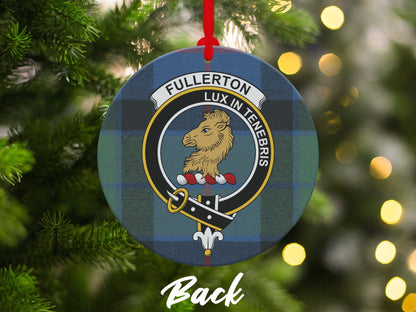 Physical Item 3.6" Fullerton Clan Crest Tartan Christmas Double Sided Print Ornaments