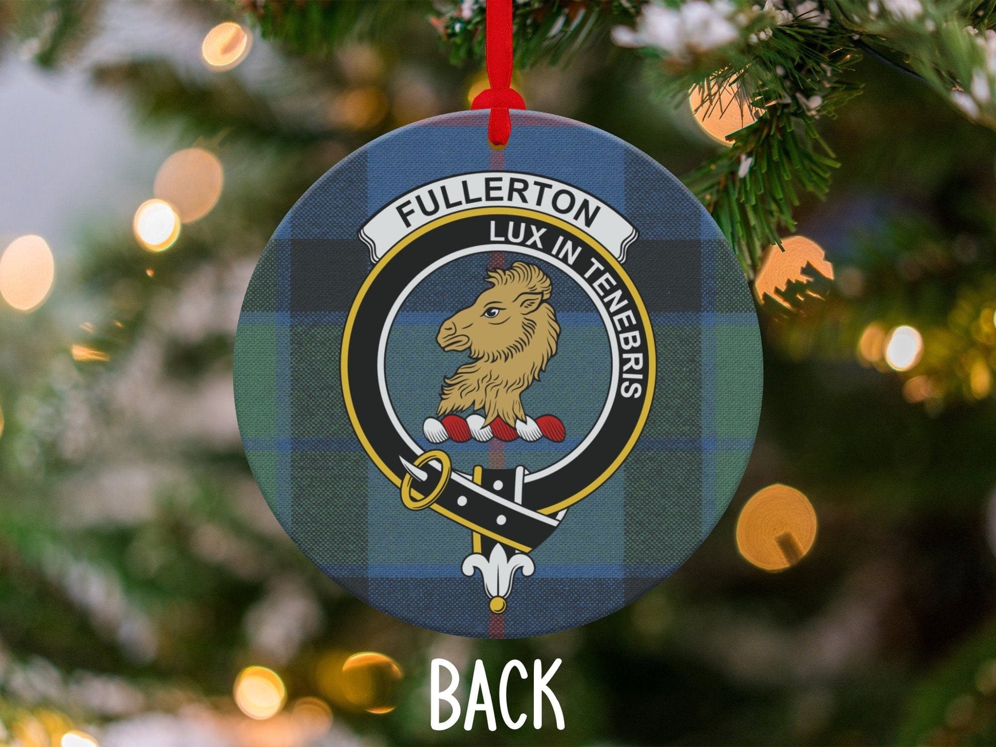 Physical Item 3.6" Fullerton Clan Crest Tartan Christmas Double Sided Print Ornaments