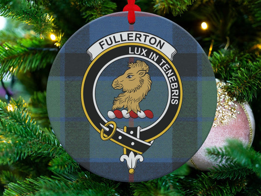 Physical Item 3.6" Fullerton Clan Crest Tartan Christmas Double Sided Print Ornaments