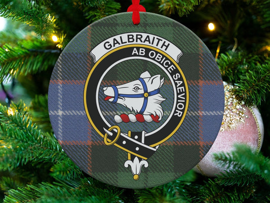 Physical Item 3.6" Galbraith Crest Tartan Scottish Clan Christmas Ornaments