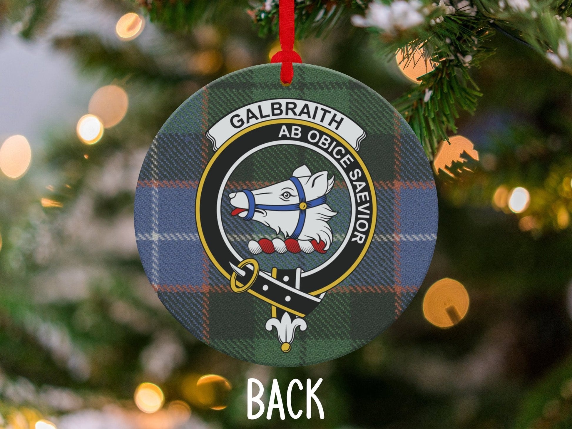 Physical Item 3.6" Galbraith Crest Tartan Scottish Clan Christmas Ornaments