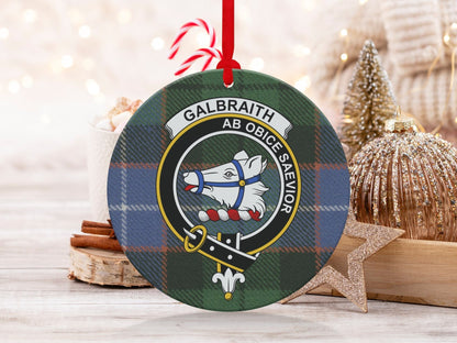 Physical Item 3.6" Galbraith Crest Tartan Scottish Clan Christmas Ornaments