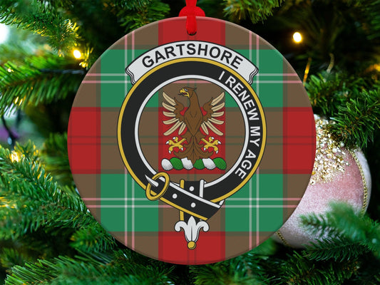 Physical Item 3.6" Gartshore Scottish Clan Crest Tartan Christmas Ornaments