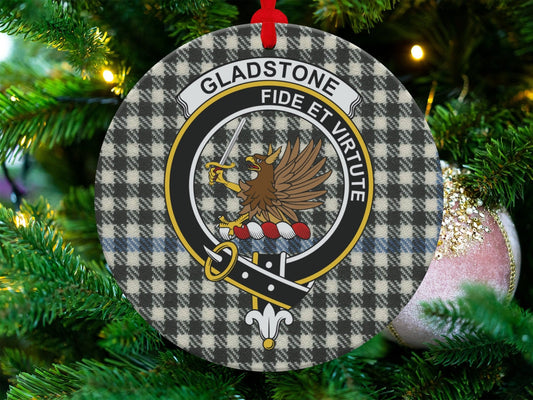 Physical Item 3.6" Gladstone Clan Crest Tartan Christmas Tree Ornaments