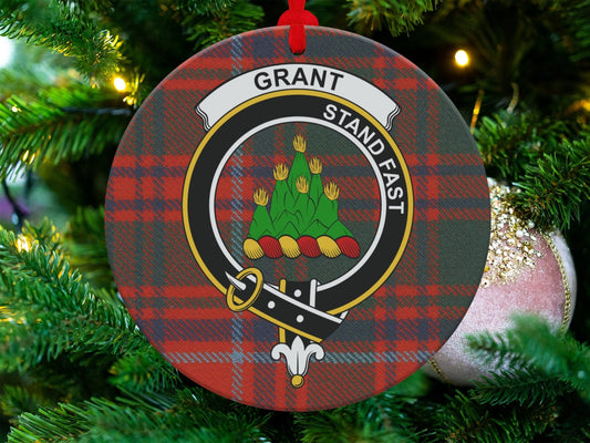 Physical Item 3.6" Grant Clan Crest Tartan Christmas Tree Ornaments