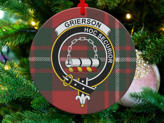 Physical Item 3.6" Grierson Clan Crest Double Sided Christmas Ornaments