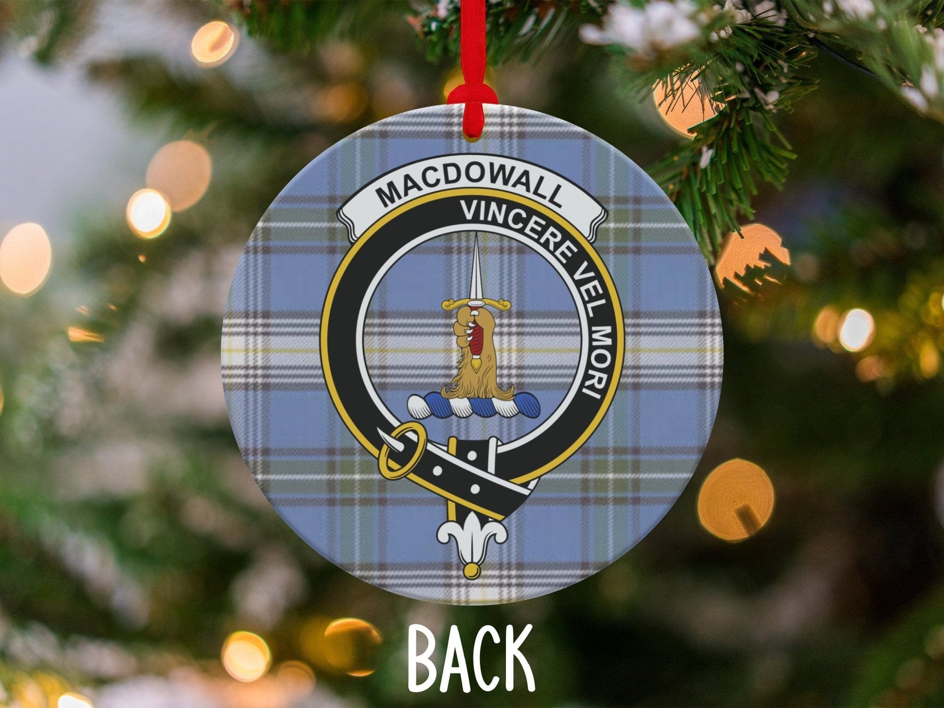 Physical Item 3.6" Macdowall Scottish Clan Crest Tartan Christmas Ornaments