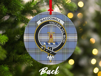 Physical Item 3.6" Macdowall Scottish Clan Crest Tartan Christmas Ornaments