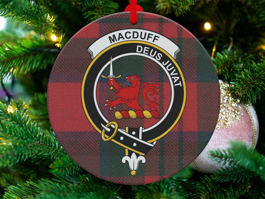 Physical Item 3.6" Macduff Clan Crest Tartan Christmas Ornaments