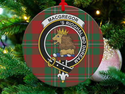 Physical Item 3.6" MacGregor Clan Crest Tartan Christmas Ornaments