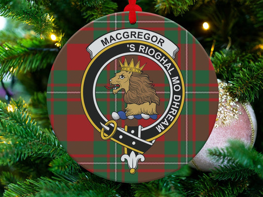 Physical Item 3.6" MacGregor Clan Crest Tartan Christmas Ornaments