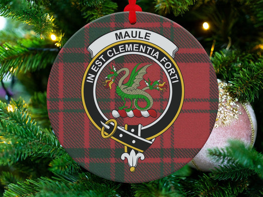 Physical Item 3.6" Maule Scottish Clan Crest Tartan Christmas Ornaments