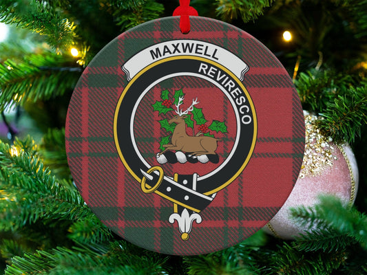 Physical Item 3.6" Maxwell Reviresco Scottish Clan Crest Tartan Ornaments