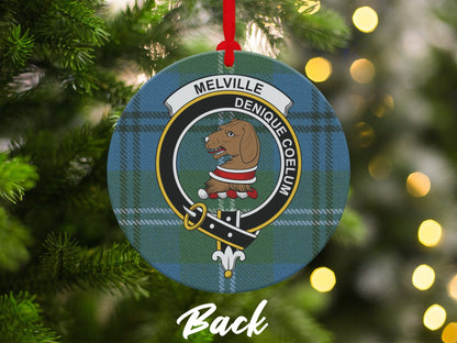 Physical Item 3.6" Melville Clan Crest Tartan Christmas Double Sided Ornaments