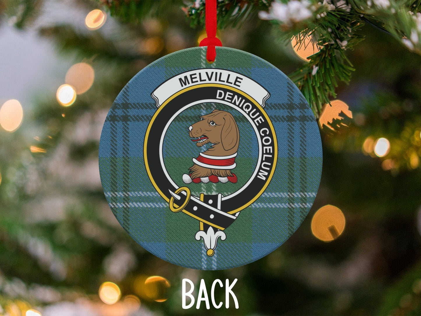 Physical Item 3.6" Melville Clan Crest Tartan Christmas Double Sided Ornaments