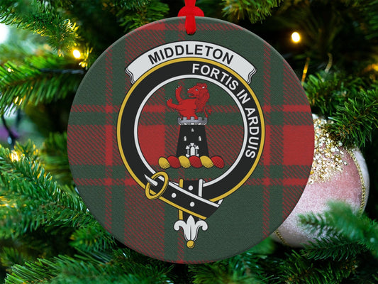 Physical Item 3.6" Middleton Scottish Clan Crest Tartan Christmas Ornaments